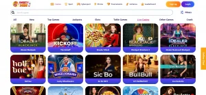 Sweety Win live casino lobby or live dealer category